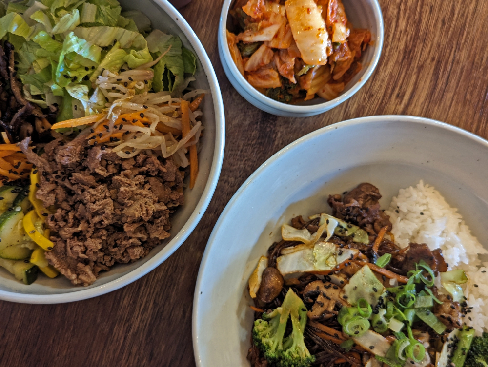 Bibimbap-kimchi-Jap chae bap at SUJEO