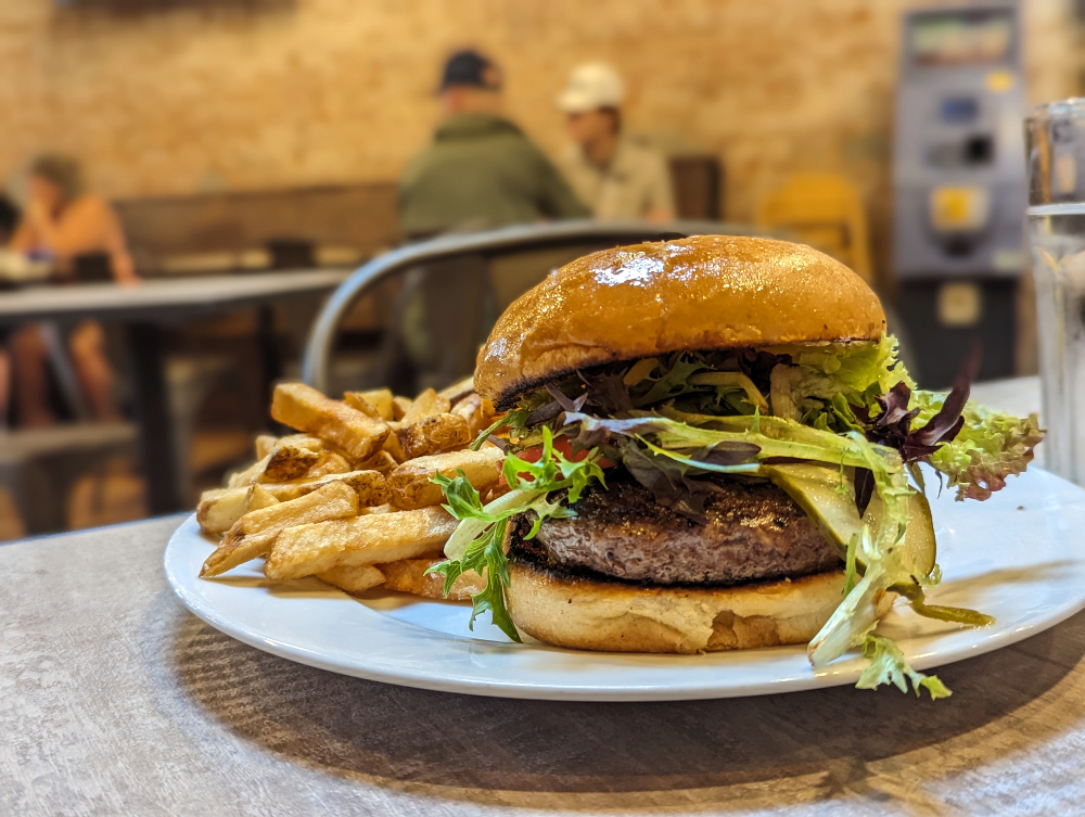 homemade burger at Coaches Pub in Picton